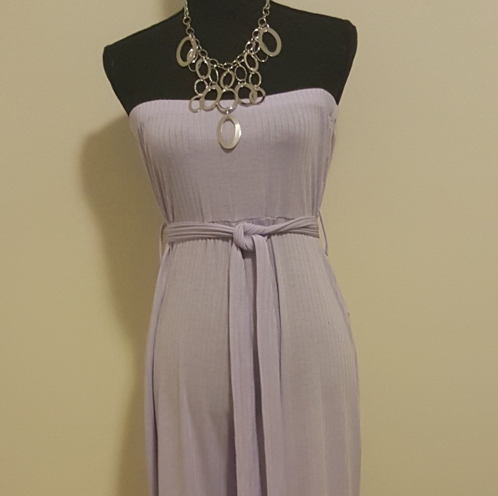Stylish Strapless Jumpsuit (Purple)